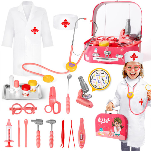 Doctor Kit for Kids 5-7, 21Pcs Pretend Play Doctor Set - Medical Kit with Real Working Stethoscope and Coat - Toddler Doctor Playset Kids Dr Kit Toys for Girls Doctor Kit for Kids 5-7, 21Pcs Pretend Play Doctor Set - Medical Kit with Real Working Stethoscope and Coat - Toddler Doctor Playset Kids Dr Kit Toys for Girls