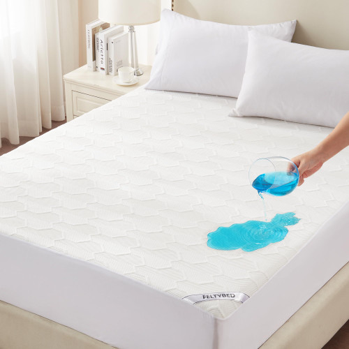 King Size Waterproof Mattress Protector, Bamboo Cooling Mattress Pad Cover 3D Air Fabric, Breathable Noiseless Bed Mattress Pad Fitted with Deep Pocket 8"- 21" Machine Washable King Size Waterproof Mattress Protector, Bamboo Cooling Mattress Pad Cover 3D Air Fabric, Breathable Noiseless Bed Mattress Pad Fitted with Deep Pocket 8"- 21" Machine Washable