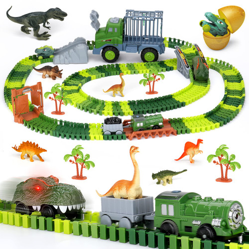Dinosaur Toy Track for Kids 3-5, Flexible Race Track with Dino Figures 5 Years Old Race Car Track Dinosaur World Train Rail Road Gift for Boy Girl 4 5 6 7 8 Year Old Dinosaur Toy Track for Kids 3-5, Flexible Race Track with Dino Figures 5 Years Old Race Car Track Dinosaur World Train Rail Road Gift for Boy Girl 4 5 6 7 8 Year Old