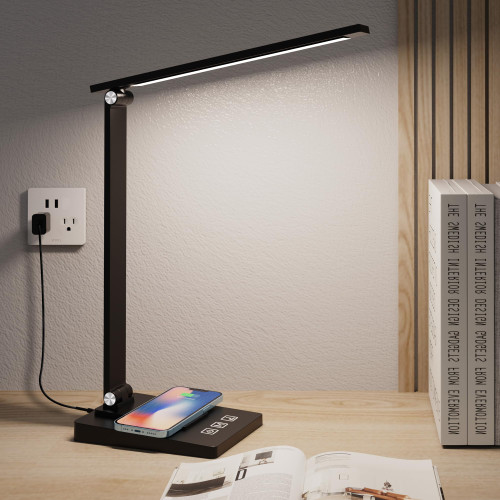 Desk Lamp,Desk Lamps for Home Office,LED Desk Lamp with Wireless Charger and USB Charging Port,Study Dimmable Table Lamp Desk Light,5 Colors Stepless Dimming,Eye-Caring Desk Lamp for College Dorm Room Desk Lamp,Desk Lamps for Home Office,LED Desk Lamp with Wireless Charger and USB Charging Port,Study Dimmable Table Lamp Desk Light,5 Colors Stepless Dimming,Eye-Caring Desk Lamp for College Dorm Room