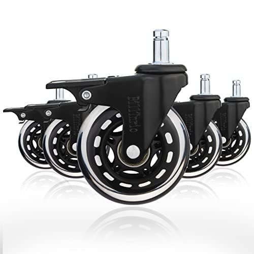 Office Chair Caster Wheels Set of 5,Replacement Rubber Casters with Brake for Office Chair and Gaming Chair, Universal Fit Stem Office Chairs Wheels for Hardwood Floor Heavy Duty Stem Caster Wheels Office Chair Caster Wheels Set of 5,Replacement Rubber Casters with Brake for Office Chair and Gaming Chair, Universal Fit Stem Office Chairs Wheels for Hardwood Floor Heavy Duty Stem Caster Wheels