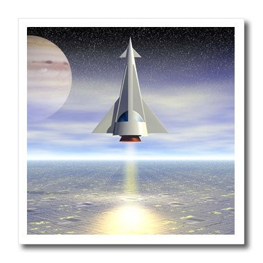 3dRose Rocket Launch Space Travel to Distant Planets in This Modern Space Craft-Iron on Heat Transfer, 10 by 10", for White Material (ht_19418_3)