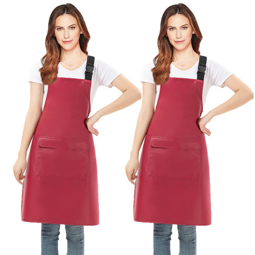 Red Waterproof Rubber Apron 2 Pack for Men Women Heavy Duty Chemical Resistant Work Apron with Adjustable Bib Apron for Dog Grooming Dishwashing Lab Butcher Cooking Kitchen