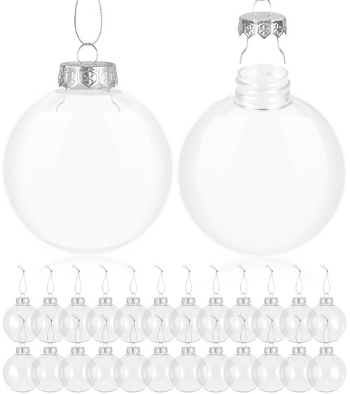 24pcs(3.15 Inch/80mm) Clear Ornaments for Crafts Fillable,Clear Plastic Fillable Ornament,DIY Fillable Christmas Ornaments Balls for Christmas Tree,Clear Christmas Ornaments Balls(Round)