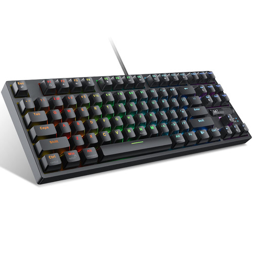 RECCAZR TK18 TKL Mechanical Gaming Keyboard RGB Rainbow Backlit Compact Wired Keyboard with Roller Controller and Anti-Ghosting for Windows PC (87 Keys, Red Switches) RECCAZR TK18 TKL Mechanical Gaming Keyboard RGB Rainbow Backlit Compact Wired Keyboard with Roller Controller and Anti-Ghosting for Windows PC (87 Keys, Red Switches)