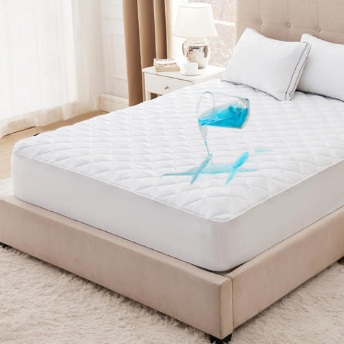Bedsure Mattress Pad Queen Size, Waterproof Mattress Protector with Deep Pocket up to 22 Inches, Mattress Cover Noiseless Soft Breathable, White Bedsure Mattress Pad Queen Size, Waterproof Mattress Protector with Deep Pocket up to 22 Inches, Mattress Cover Noiseless Soft Breathable, White