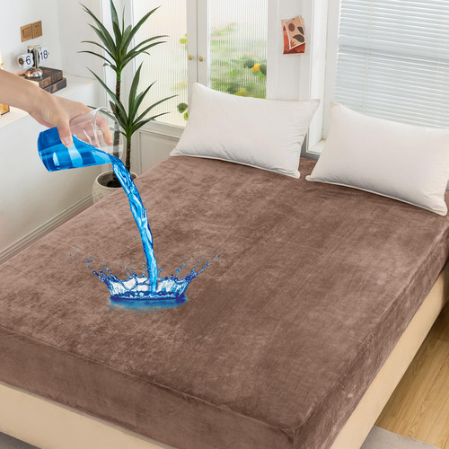 Yinlnpaul Waterproof Queen Mattress Pad Protector, Cooling Mattress Topper Elastic Mattress Protector Cover, Deep Pocket 8-21 inch (Queen, Brown) Yinlnpaul Waterproof Queen Mattress Pad Protector, Cooling Mattress Topper Elastic Mattress Protector Cover, Deep Pocket 8-21 inch (Queen, Brown)