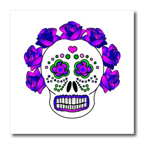 3dRose ht_24638_3 Day of The Dead Skull Dia De Los Muertos Purple-Iron on Heat Transfer for White Material, 10 by 10-Inch 3dRose ht_24638_3 Day of The Dead Skull Dia De Los Muertos Purple-Iron on Heat Transfer for White Material, 10 by 10-Inch