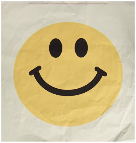3dRose ht_76653_3 Yellow Smiley Face-Cute Traditional Happy Smilie-1960S Hippie Style-Iron on Heat Transfer for Material, 10 by 10-Inch, White