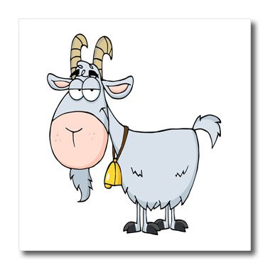 3dRose ht_118516_3 Cartoon Billy Goat Funny Animal Cartoon Iron on Heat Transfer, 10 by 10", for White Material