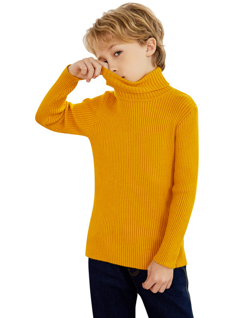 Boyoo Boy's Ribbed Turtleneck Knitted Sweater Slim Fit Pullover Sweater for Kids 4-13 Years