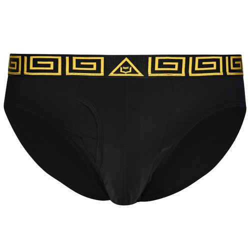 SHEATH Men's Modal Dual Pouch Briefs - Black & Gold, Small (28-30")