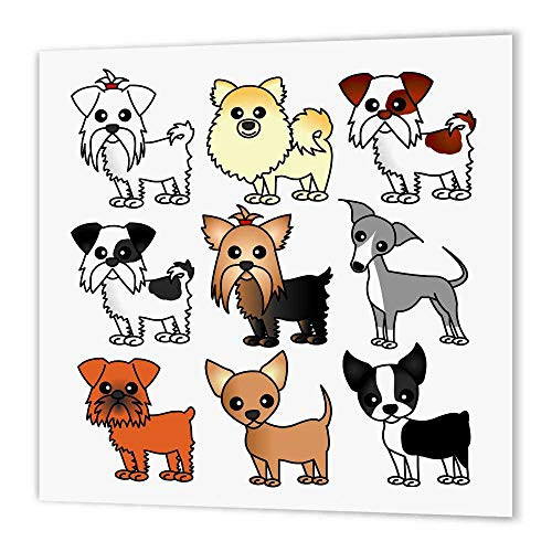 3dRose ht_12099_3 Cute Toy Breed Dogs-Iron on Heat Transfer Paper for White Material, 10 by 10-Inch