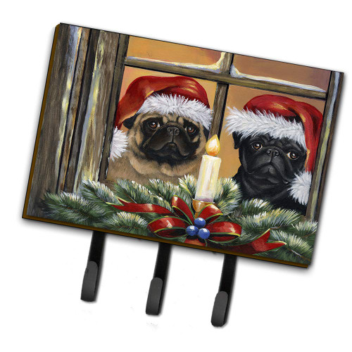 Caroline's Treasures Pug Christmas Anticipation Leash or Key Holder Hooks, Multicolor