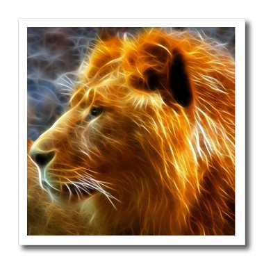 3dRose ht_97854_3 Fractal Color Outlined Lion-Iron on Heat Transfer for White Material, 10 by 10-Inch