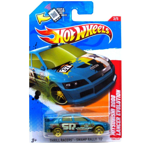 Hot Wheels 2012 Thrill Racers Swamp Rally '12 Mitsubishi 2008 Lancer Evolution 188/247, Light Blue
