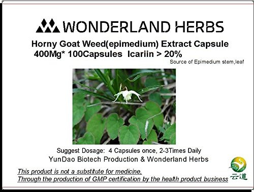 WonderLand Herbs Epimedium Horny Goat Weed Extract 400Mg * 100 Capsules,20% Icariin, Men Health WonderLand Herbs Epimedium Horny Goat Weed Extract 400Mg * 100 Capsules,20% Icariin, Men Health