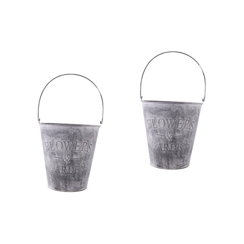 Yardwe 2pcs Iron Bucket Flower Pot Wrought Iron Flower Bucket Metal Flower Pot Flower Bouquets Artificial Outdoor Plants Metal Planter Basket Garden Hanging Basket Metal Flower Bucket Tin