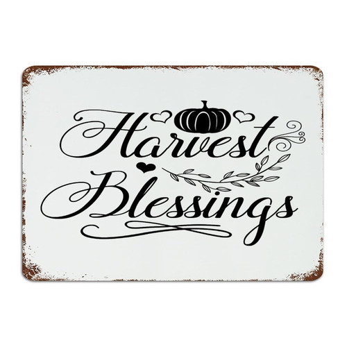 Autravelco Harvest Blessings 10x14 Inch Metal Tin Sign Retro Shop Room Bedroom Wall Decor Aluminum Metal Sign Tin Signs for Cabin