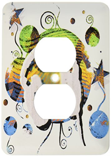 3dRose lsp_30045_6 Two Plug Outlet Cover with Funky Headphones, Blue