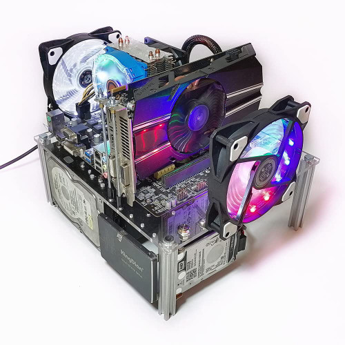 PC Open Chassis Stackable Computer Case Heat Dissipation Acrylic ATX MATX ITX Motherboard Test Bench Platform DIY Computer Case Transparent Support CPU Water Cooling