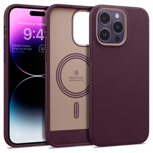 Caseology Nano Pop Mag Silicone Case [Built-in Magnet] Designed for Magsafe Compatible with iPhone 14 Pro Case 5G (2022) - Burgundy Bean