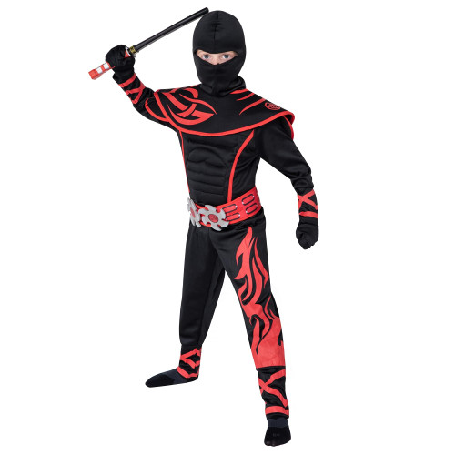 Spooktacular Creations Child Boy cosplay costume Red Ninja Kungfu costume for Halloween dress up (Small (5-7yr))