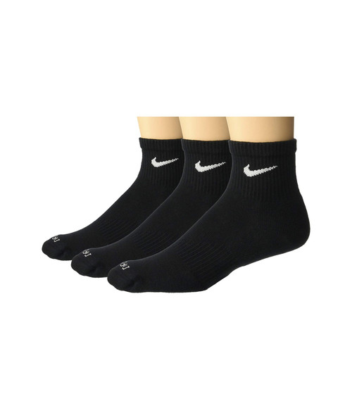 Nike Everyday Plus Cushion Ankle Socks 3-Pair Pack Black/White LG (US Men's Shoe 8-12, Women's Shoe 10-13)