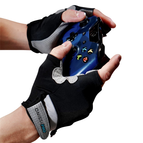 ONISSI Pro Gaming Gloves for Sweaty Hands|Gamer Grip Gloves for Video Games|Sim-Racing Gloves for Men and Women|Anti Sweat, Half Finger Gaming Gloves for PS4/PS5/Xbox/Computer/PC/VR/Mobile/Sim Racer