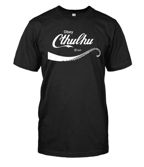 Obey Cthulhu T-Shirt H.P. Lovecraft Tee Top (Medium, Black)