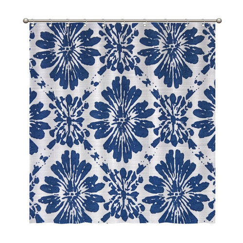 Indigo Blue Trellis Shower Curtains 66x72 Inch Polyester Fabric Bathroom Shower Curtains with Hooks Durable Waterproof Shower Curtains for Bathroom Bathtub Home Decoration