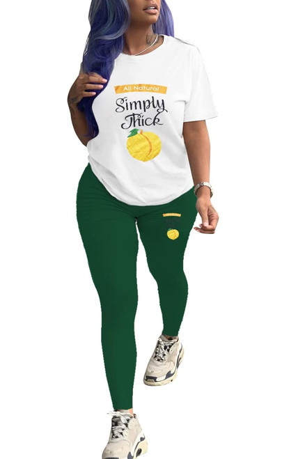 ksotutm Womens Two Piece Outfits Casual Printed Short Sleeve Top and Pant Suits Tracksuit Set