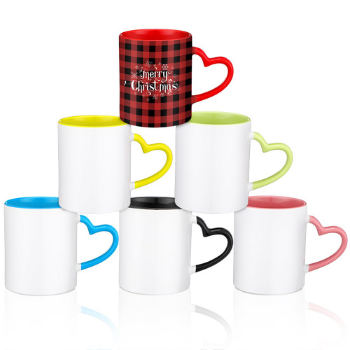 Mifoci 6 Pack Sublimation Mugs Bulk, 11 oz Blanks Ceramic Coffee Mugs with Heart Handle White Blank Ceramic Coated Cup for Coffee, Soup, Tea, Milk, Latte, Hot Cocoa Mifoci 6 Pack Sublimation Mugs Bulk, 11 oz Blanks Ceramic Coffee Mugs with Heart Handle White Blank Ceramic Coated Cup for Coffee, Soup, Tea, Milk, Latte, Hot Cocoa