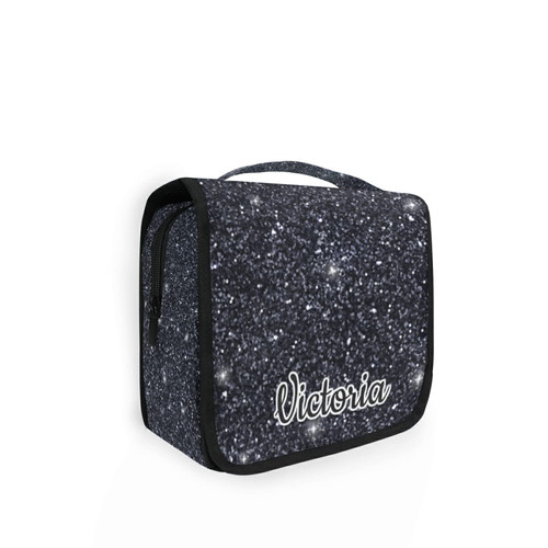 Custom Black Glitter PATTERN Travel Hanging Toiletry Bag Personalized Makeup Large Customized Cosmetic Bag Toiletry Organizer Waterproof for Men Women Travelling Organizer Custom Black Glitter PATTERN Travel Hanging Toiletry Bag Personalized Makeup Large Customized Cosmetic Bag Toiletry Organizer Waterproof for Men Women Travelling Organizer
