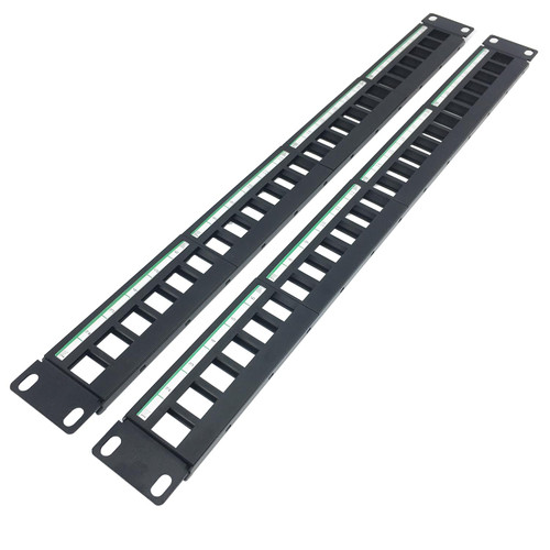 JINGCHENGMEI 2 Pack of 1U Patch Panel 24-Port Blank Keystone, 1U 19" Rackmount Housing for Keystone Jacks (2)