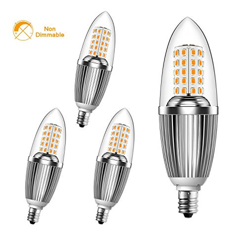 Baogaier Candelabra Bulb,Non-Dimmable,Equivalent 90-100W,12W LED Candle Bulbs,Warm White 3000K Chandelier Bulbs,E12 Candelabra Base, 120V, 1200Lumens, Torpedo Shape,Pack of 4