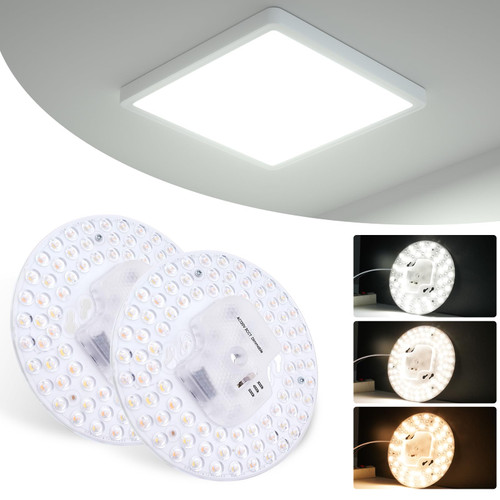 Lustaled LED Light Engine Retrofit Kit,6.69inch 36W 3200Lm,3CCT 3000K/4000K/5000K Dimmable,Ceiling Fan Light Kits Replacement AC120V for Ceiling Flush Light,Ceiling Light,Pendant,Lantern-2Pack