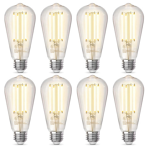 TJOY Edison Light Bulbs 60W Equivalent, Dimmable Vintage LED Light Bulbs, E26 Medium Base, Warm White 2700K, ST58, 8W, 800LM, 80+ CRI, Antique Decorative Filament LED Bulb, Clear Glasses, 8 Pack TJOY Edison Light Bulbs 60W Equivalent, Dimmable Vintage LED Light Bulbs, E26 Medium Base, Warm White 2700K, ST58, 8W, 800LM, 80+ CRI, Antique Decorative Filament LED Bulb, Clear Glasses, 8 Pack