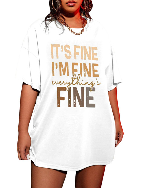 SOLY HUX Women's Plus Size Summer Letter Graphic Print Casual Half Sleeve Loose T Shirt Oversized Tee Top White Slogan Graphic 0XL SOLY HUX Women's Plus Size Summer Letter Graphic Print Casual Half Sleeve Loose T Shirt Oversized Tee Top White Slogan Graphic 0XL