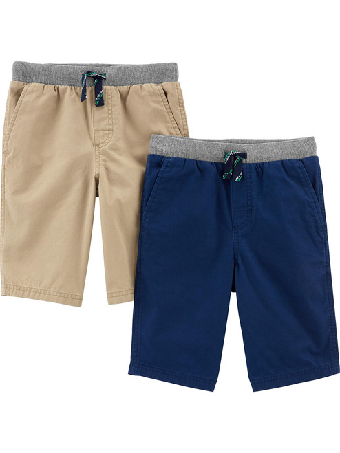 Simple Joys by Carter's Boys' Shorts, Pack of 2, Light Khaki Brown/Navy, 6