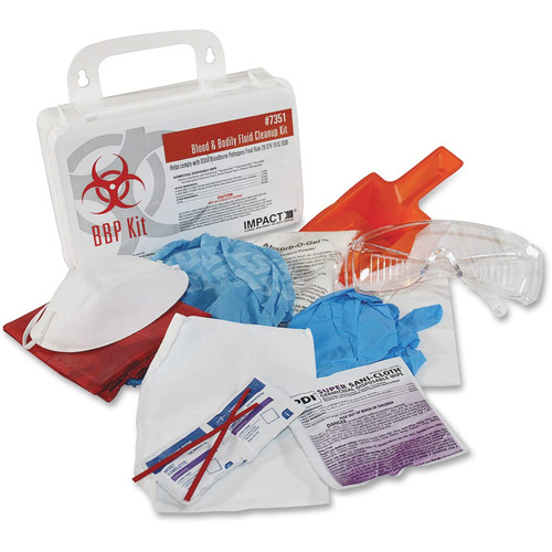 Impact 7351 Bloodborne Pathogen Cleanup Kit, OSHA Compliant, Plastic Case