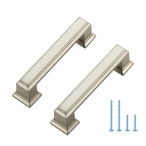 10 Pack Kitchen Cabinet Pulls Square Drawer Pulls 3 Inch Hole Center Cabinet Handles Brushed Nickel Drawer Pulls Kitchen Cabinet Hardware for Kitchen Cupboard Solid Dresser Handles