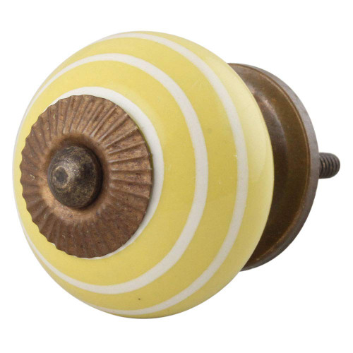 Indian Shelf 6 Pack Dresser Knobs Girls Room|Stripe Pull Knobs for Cabinets|Yellow Farmhouse Pulls|Ceramic Farmhouse Kitchen Knobs|Door Knobs Kitchen Cabinets|Kids Knobs for Dresser Drawers