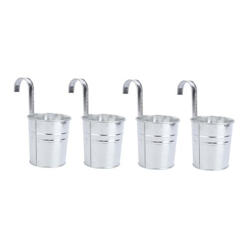 Yardwe 8 Pcs Balcony Flower Bucket Metal Iron Flower Vase Metal Fence Planter Fence Hanging Planter Bucket Farmhouse Flower Planter Retro Flower Bucket Hanging Flowers European Style