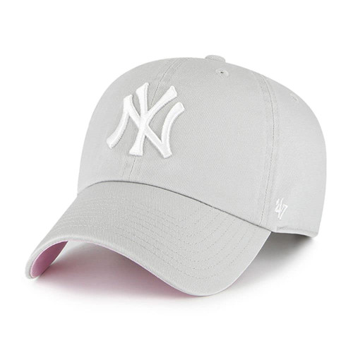 '47 New York Yankees Ballpark Clean Up Dad Hat Baseball Cap - Gray, Light Grey, White, Pink
