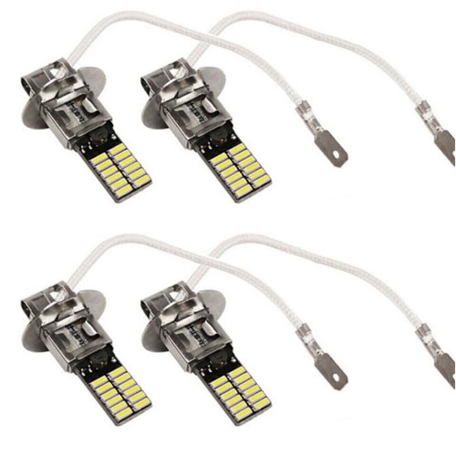 Edearkar 12V Decode Car Lights H3 24SMD 4014 Anti-Fog Light High Brightness Cool White 6500K 30W Car LED Headlight, 4-Pack