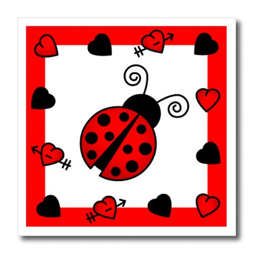 3dRose ht_12112_1 Love Bugs Red Ladybug with Hearts Iron on Heat Transfer, 8 by 8-Inch