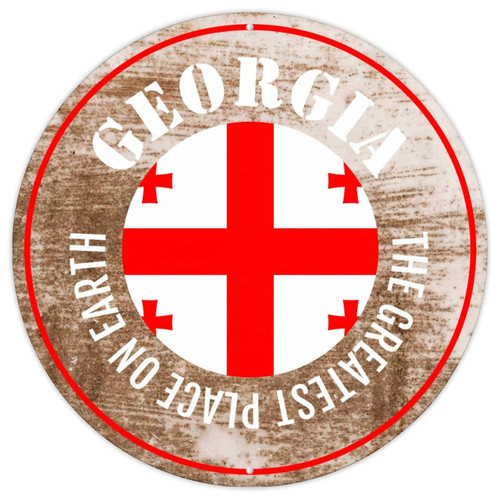 CowkissSign Metal Tin Sign Wall Plaque The Greatest Places on Earth Georgia Rustic Vintage Porch Signs Georgia National Flag Metal Wall Sign for Kitchen Bedroom Front Porch 12x12in