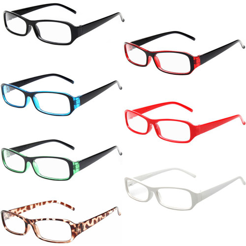 FancyG Vintage Inspired Retro Classic Style Rectangle Shape Glasses Frame Clear Lens Eyewear 7 Pieces Color Set4