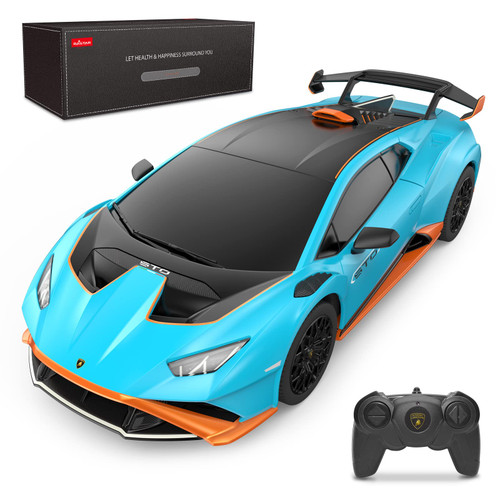 RASTAR by Lamborghini Huracan STO RC Car 1:24 Scale Remote Control Toy Car, R/C Model Vehicle for Kids Black RC - Blue RASTAR by Lamborghini Huracan STO RC Car 1:24 Scale Remote Control Toy Car, R/C Model Vehicle for Kids Black RC - Blue